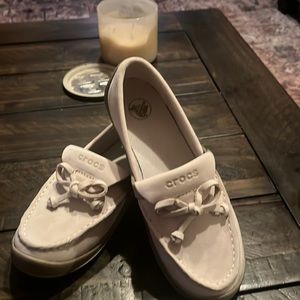 NEW Crocs beach boat loafers, 6, leather and rubber on bottom